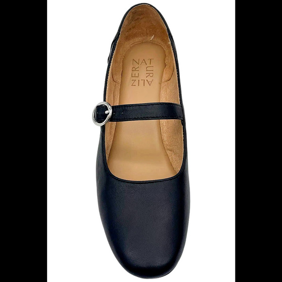 Naturalizer Women's Kelly Mary Jane Flats Black Leather - Wide - Picture 2 of 3